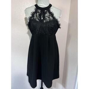 BCBG Generation black lace dress Size 4 Halter Open Back Mini Goth Skater Party